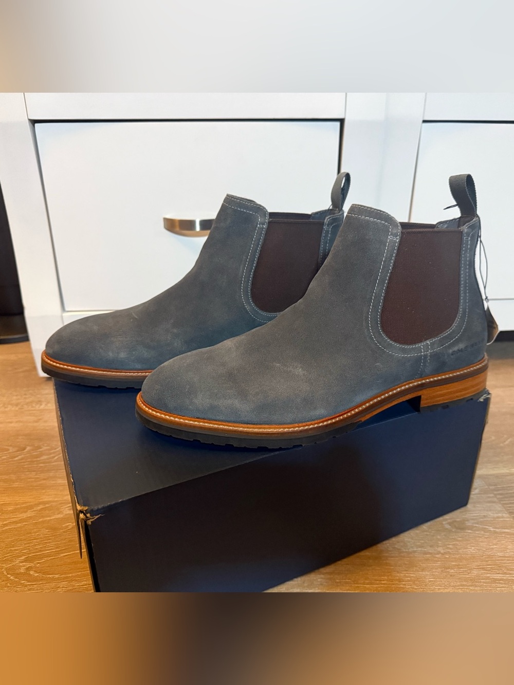 Cole Haan Men's Slate Gray Suede Berkshire Chelsea Boots